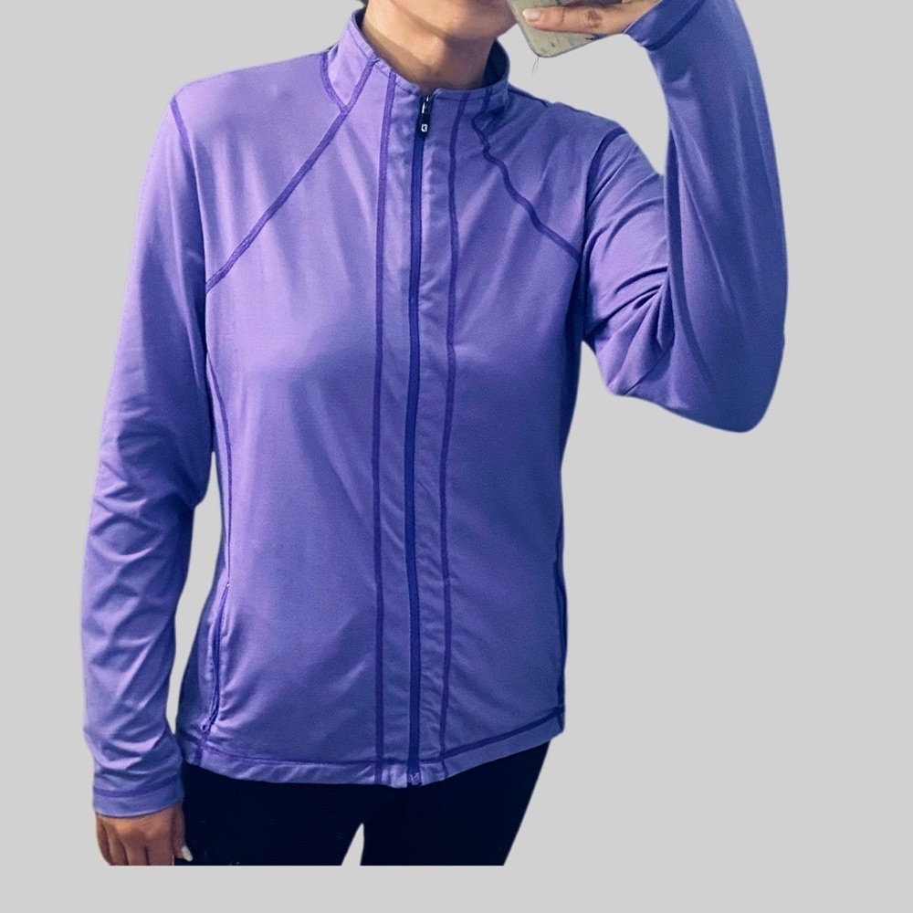 FootJoy Purple Zip-Up Jacket Women’s Large Athletic Nylon Spandex Long Sleeve